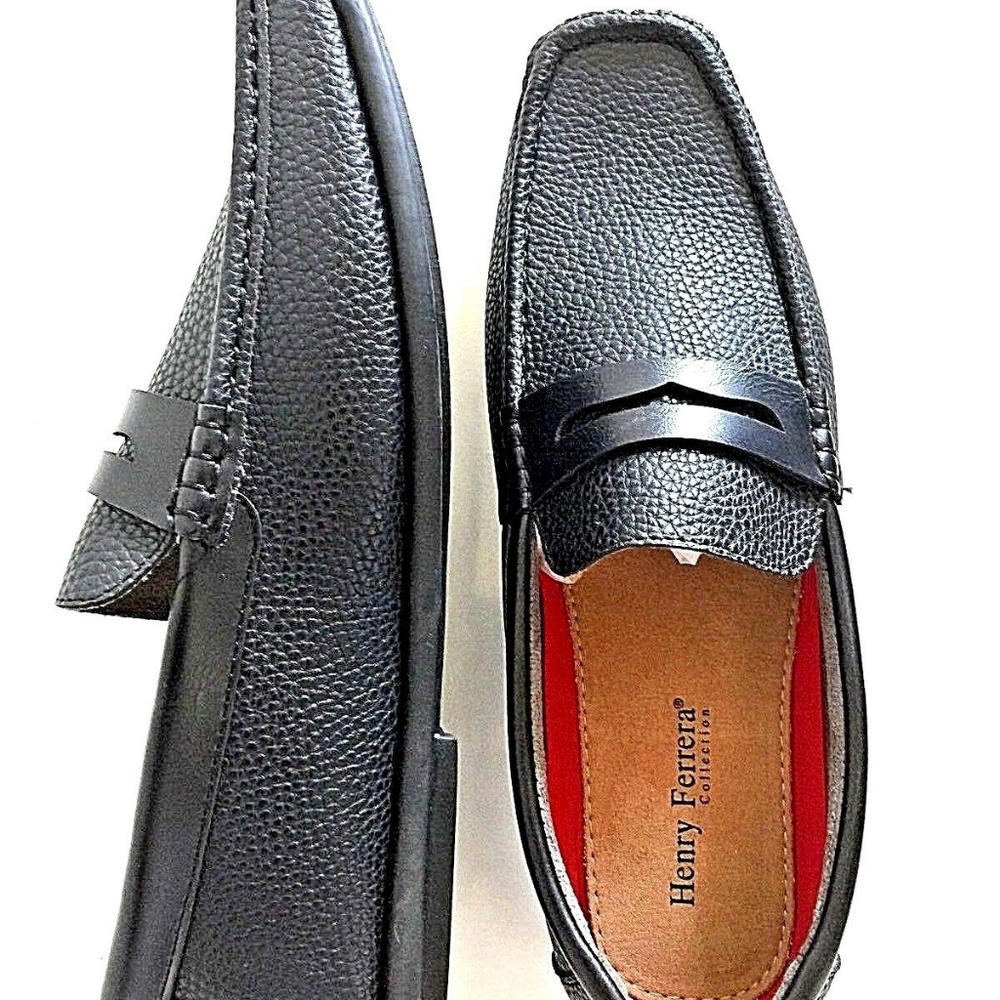 Henry Ferrera Men's Slip On Driver Loafers - Black
